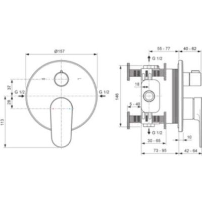 Ideal Standard Cerafine O bateria wannowo-prysznicowa podtynkowa chrom A8573AA