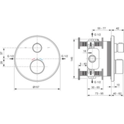 Ideal Standard Ceratherm T100 bateria wannowo-prysznicowa podtynkowa z termostatem chrom A8584AA