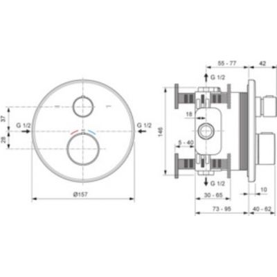 Ideal Standard Ceratherm T100 bateria wannowo-prysznicowa podtynkowa z termostatem czarna A8584XG