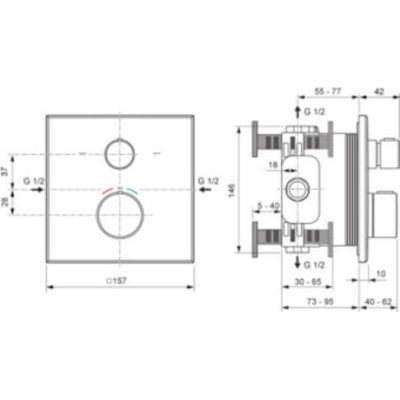 Ideal Standard Ceratherm C100 bateria wannowo-prysznicowa podtynkowa chrom A8588AA
