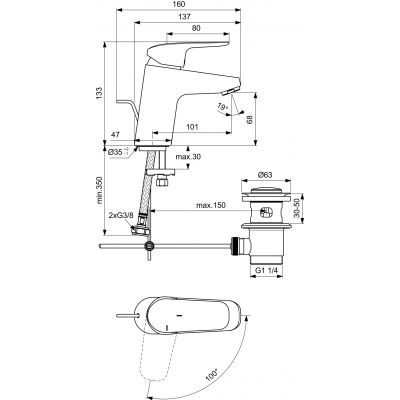 Ideal Standard Ceraflex bateria umywalkowa stojąca chrom B1711AA