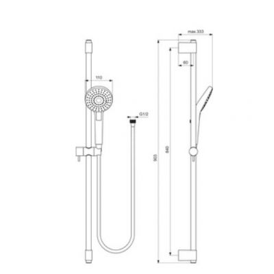 Ideal Standard Idealrain zestaw prysznicowy ścienny chrom B2237AA