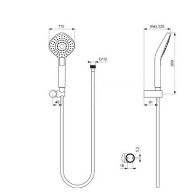 Ideal Standard Idealrain zestaw prysznicowy ścienny chrom B2240AA