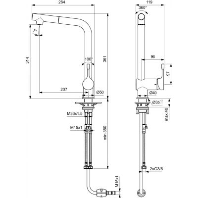 Ideal Standard Ceralook bateria kuchenna stojąca chrom BC176AA