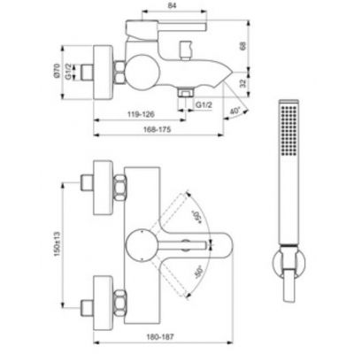 Ideal Standard Ceraline bateria wannowo-prysznicowa ścienna chrom BC270AA
