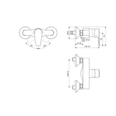 Ideal Standard Cerafine D bateria prysznicowa ścienna chrom BC493AA