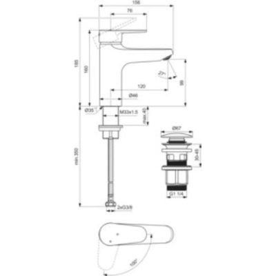 Ideal Standard Alu+ bateria umywalkowa stojąca brąz BE130BR