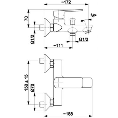 KFA Armatura Agat bateria wannowo-prysznicowa ścienna chrom 4424-510-00