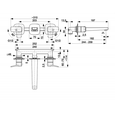 KFA Armatura Malaga bateria umywalkowa podtynkowa chrom 4529-821-00