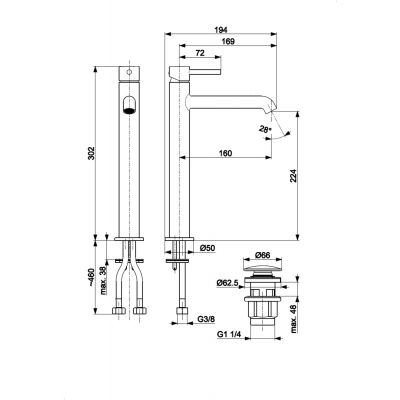 KFA Armatura Moza Mini Brushed Gold bateria umywalkowa stojąca wysoka złoty szczotkowany 5032-632-31
