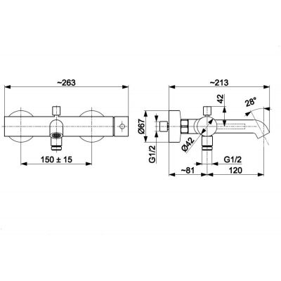 KFA Armatura Moza bateria wannowo-prysznicowa ścienna miedź szczotkowana 5034-020-34