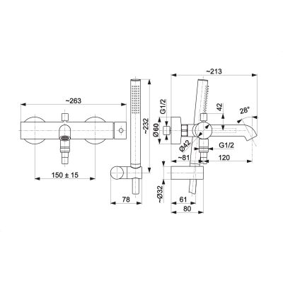 KFA Armatura Moza bateria wannowo-prysznicowa ścienna miedź szczotkowana 5034-520-34