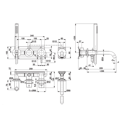 KFA Armatura Brushed Light Gold bateria wannowo-prysznicowa podtynkowa złota jasna 5039-411-39
