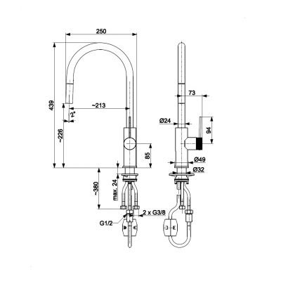 KFA Armatura Moza 316L bateria kuchenna stojąca stal inox 5043-110-22