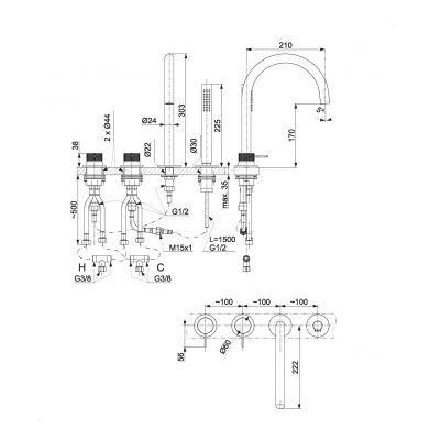 KFA Armatura Moza 316L bateria wannowo-prysznicowa nawannowa stal inox 5045-210-22