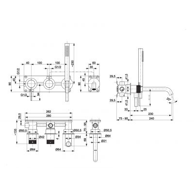 KFA Armatura Moza 316L zestaw wannowo-prysznicowy podtynkowy stal inox 5049-410-22