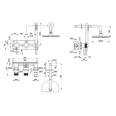 KFA Armatura Moza 316L zestaw prysznicowy podtynkowy z deszczownicą stal inox 5049-510-22