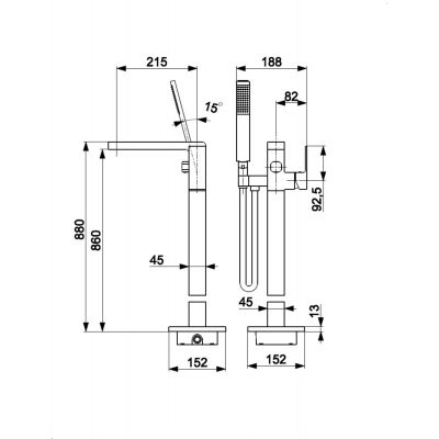KFA Armatura Logon Gun Metal Grey bateria wannowo-prysznicowa wolnostojąca szary 5135-510-61