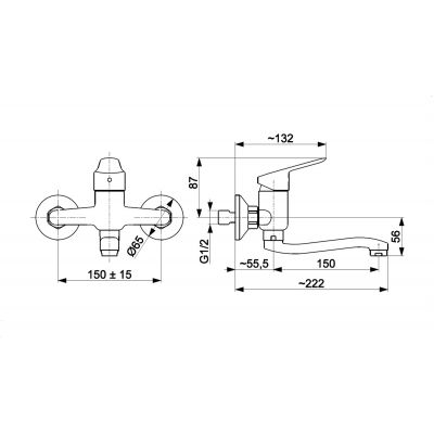 KFA Armatura Sparc bateria umywalkowa ścienna czarna 5410-810-81