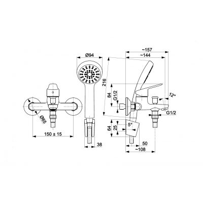 KFA Armatura Sparc bateria wannowo-prysznicowa ścienna chrom 5414-510-00