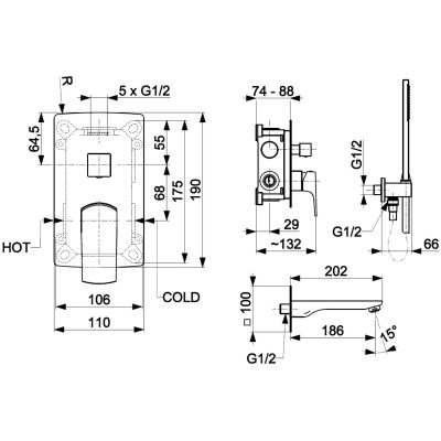 KFA Armatura Mokait bateria wannowo-prysznicowa podtynkowa chrom 5539-401-00