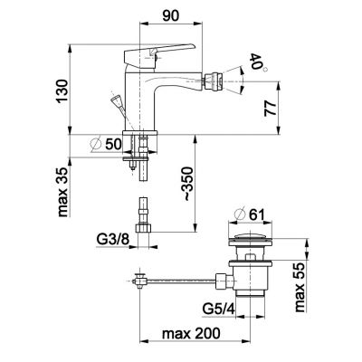 Kfa Seelit bateria bidetowa stojąca chrom 5817-015-00