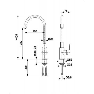 KFA Armatura Rumba bateria kuchenna stojąca czarna 6553-915-81