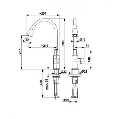 KFA Armatura Rumba bateria kuchenna stojąca chrom-czarna 6553-925-00