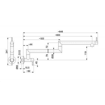 KFA Armatura Duero zawór kuchenny ścienny inox 6623-030-22