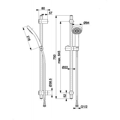 KFA Armatura Sparc zestaw prysznicowy ścienny czarny 841-371-81