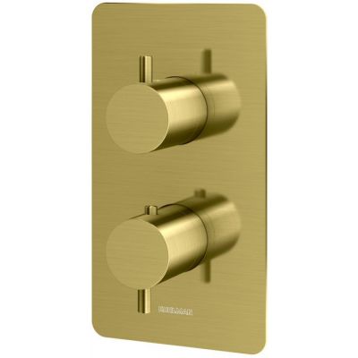 Kohlman Axel Gold bateria wannowo-prysznicowa podtynkowa z termostatem złoty szczotkowany QW433AGDB