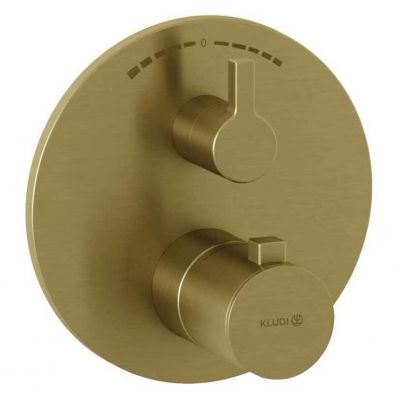 Kludi Nova Fonte Puristic bateria wannowo-prysznicowa podtynkowa termostatyczna złoty szczotkowany 20810N015