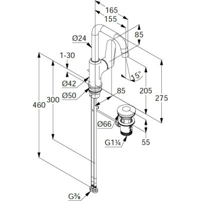 Kludi X0 bateria umywalkowa stojąca chrom 310270575