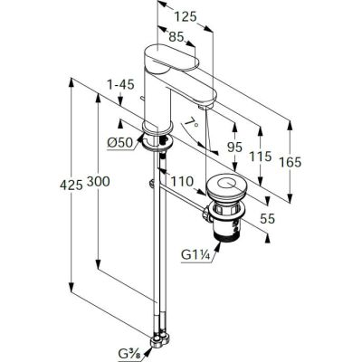 Kludi X0 bateria umywalkowa stojąca chrom 312880575