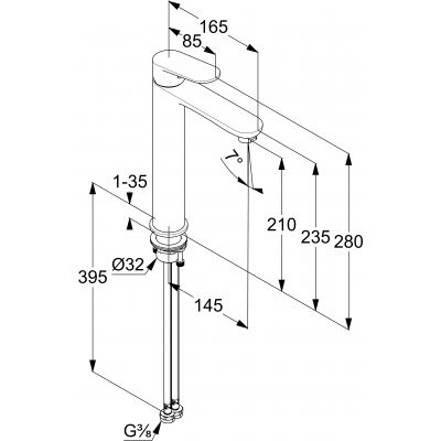 Kludi X1 bateria umywalkowa stojąca chrom 322980575