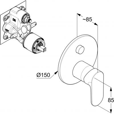 Kludi X1 bateria wannowo-prysznicowa podtynkowa czarny mat 327593975