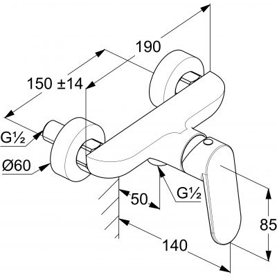 Kludi X1 bateria prysznicowa ścienna czarny mat 328313975