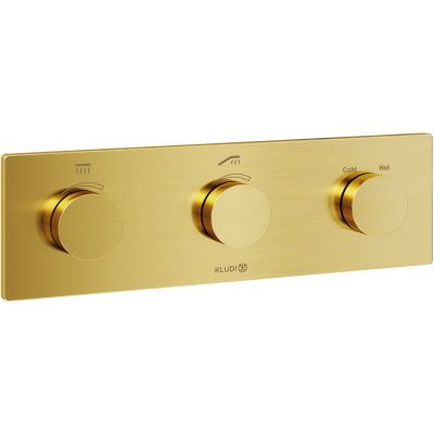 Kludi Pushtronic bateria wannowo-prysznicowa podtynkowa termostatyczna złoty szczotkowany 38300N0-00