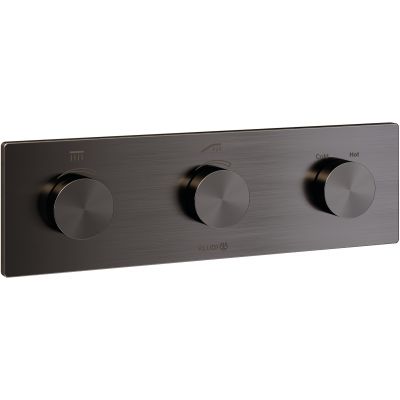 Kludi Pushtronic bateria wannowo-prysznicowa podtynkowa termostatyczna czarny szczotkowany 38300N2-00