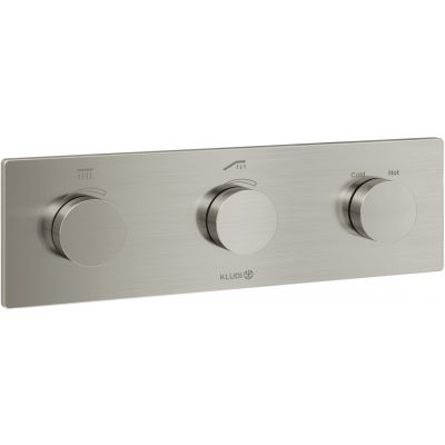 Kludi Pushtronic bateria wannowo-prysznicowa podtynkowa termostatyczna nikiel szczotkowany 38300N5-00