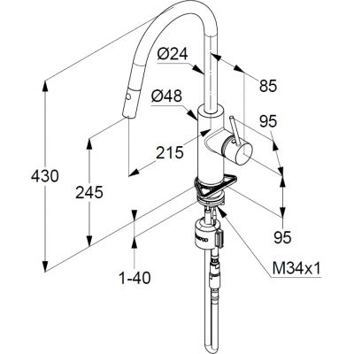 Kludi E-Go Voice bateria kuchenna stojąca czarny mat 423006677