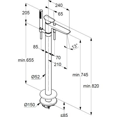 Kludi Ambienta bateria wannowo-prysznicowa wolnostojąca chrom 535900575