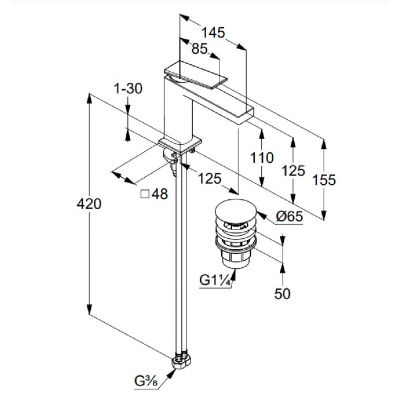 Kludi Decus bateria umywalkowa stojąca złota szczotkowana 54289N075