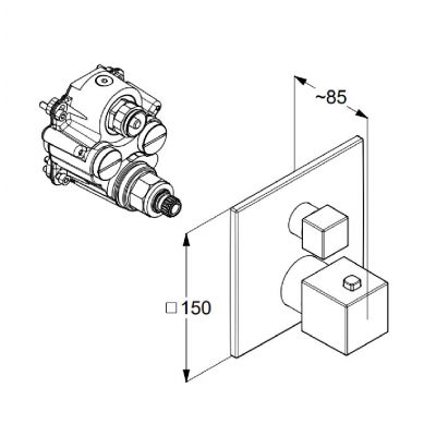 Kludi Decus bateria wannowo-prysznicowa podtynkowa termostatyczna czarna 548103975