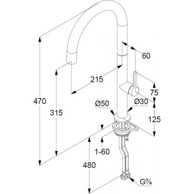 Kludi Aurea bateria kuchenna stojąca nikiel szczotkowany 55803N575