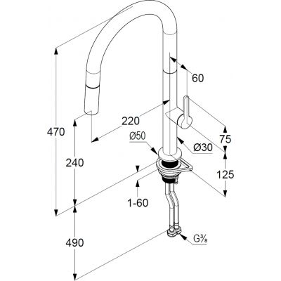 Kludi Aurea bateria kuchenna stojąca chrom 558520575