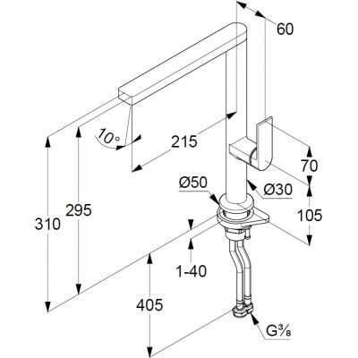 Kludi Qord bateria kuchenna stojąca nikiel szczotkowany 56803N575