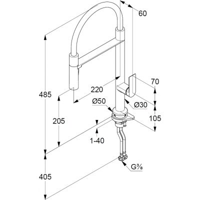Kludi Qord bateria kuchenna stojąca chrom/czarny 568590575
