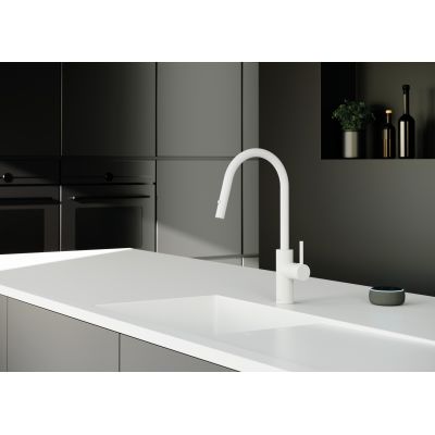 Kludi E-Go Voice bateria kuchenna stojąca biały mat 423005377