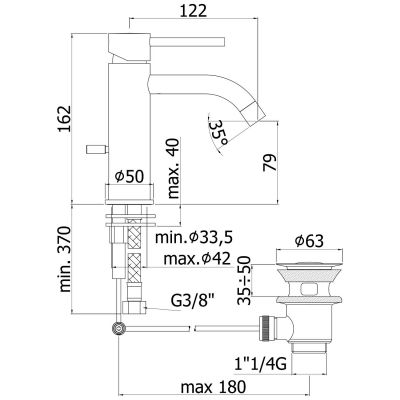 Kronenbach Lima 2.0 Black bateria umywalkowa stojąca czarny mat 100.1000SMKB